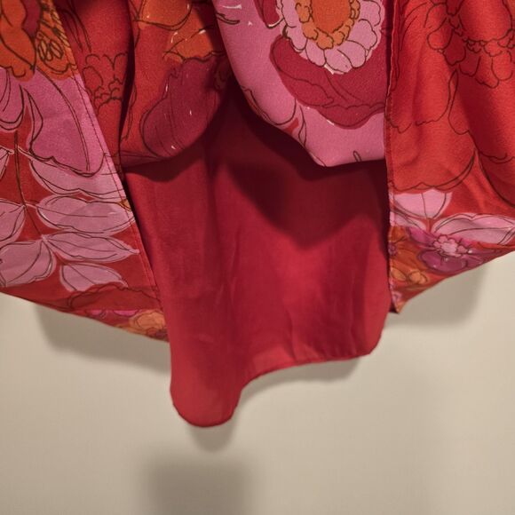 Trina Turk Admirable One Shoulder Floral Shift Mini Dress Sz 6 Womens Pink Red - Picture 8 of 12